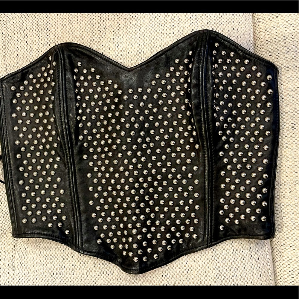Gorgeous Leather  top with silver studs